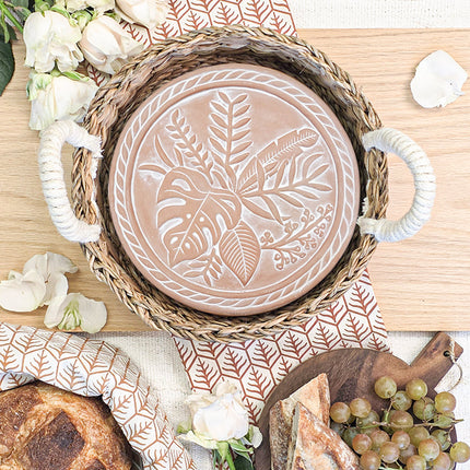 Bread Warmer & Basket Gift Set with Tea Towel - Plant Round-1