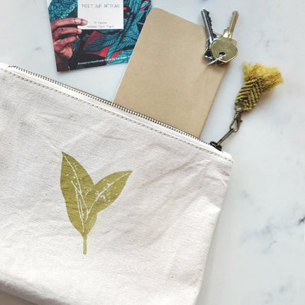 Hand Screen Printed Cotton Canvas Pouch - Nature-1