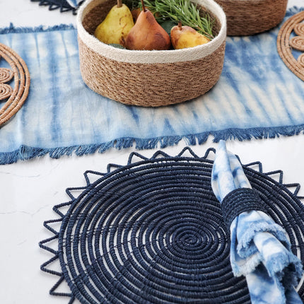 Surya Woven Palm Fiber Placemat - Indigo Blue (Set of 2)-2