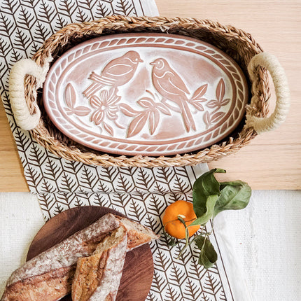 Bread Warmer & Basket Gift Set with Tea Towel - Lovebird Oval-2
