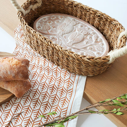 Bread Warmer & Basket Gift Set with Tea Towel - Owl Oval-2