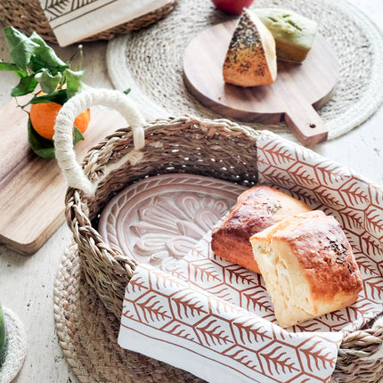 Bread Warmer & Basket Gift Set with Tea Towel - Flower-1