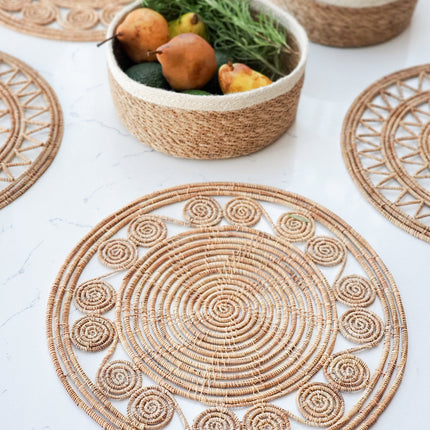 Bayu Woven Palm Fiber Placemat - Natural (Set of 2)-4