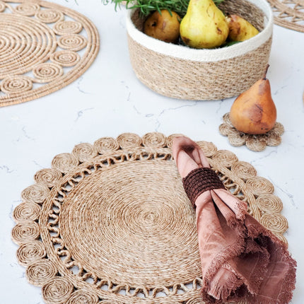 Jute Flower Placemat (Set of 2)-1