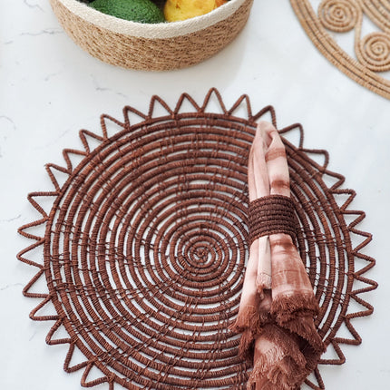 Woven Palm Fiber Napkin Ring - Brown (Set of 4)-3
