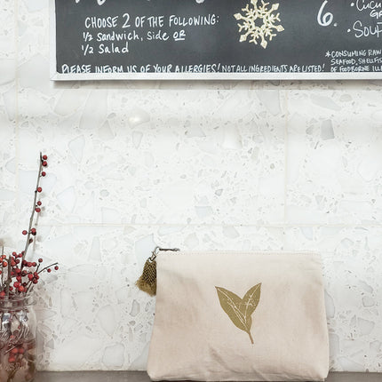 Hand Screen Printed Cotton Canvas Pouch - Nature-2