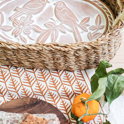 Bread Warmer & Basket Gift Set with Tea Towel - Lovebird Oval-3