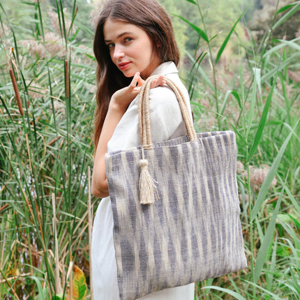 Nadi Jute Tote Bag - Blue-1