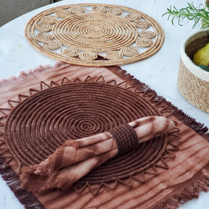 Woven Palm Fiber Napkin Ring - Brown (Set of 4)-2