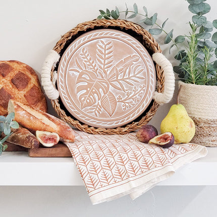 Bread Warmer & Basket Gift Set with Tea Towel - Plant Round-3