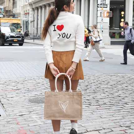 Jute Canvas Shopping Bag - Nature-3