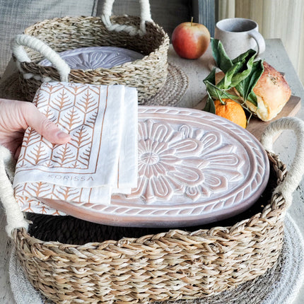 Bread Warmer & Basket Gift Set with Tea Towel - Flower-4