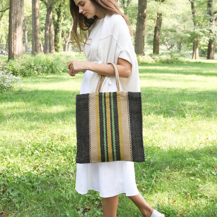 Dora Jute Tote Bag - Multi Navy-2