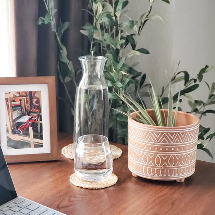 Hand Etched Terracotta Pot - Small-1