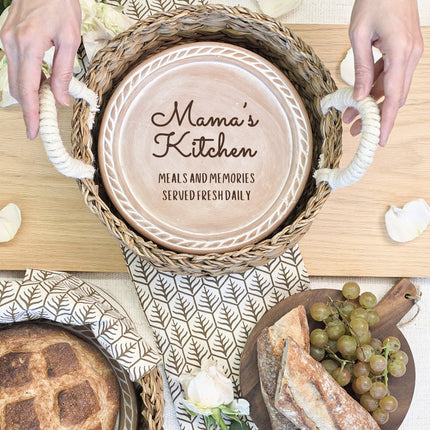 Bread Warmer & Basket Gift Set with Tea Towel - Mom Round-1