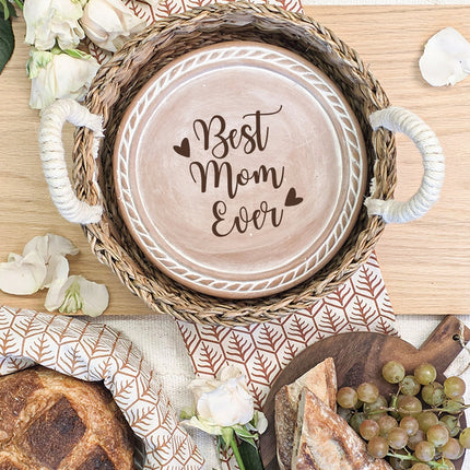 Bread Warmer & Basket Gift Set with Tea Towel - Mom Round-4