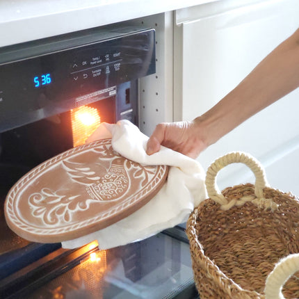Bread Warmer & Basket Gift Set with Tea Towel - Bird Oval-2