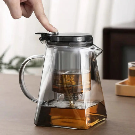 Glass Teapot with Press Tea Strainer | Heat-Resistant & Elegant Design-0