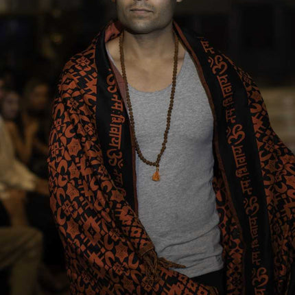 OM Namah Shivay Handwoven Silk Shawl-1
