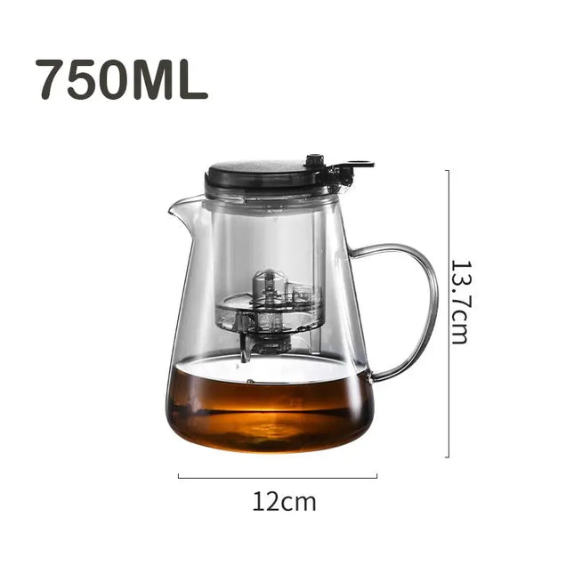 Glass Teapot with Press Tea Strainer | Heat-Resistant & Elegant Design-5