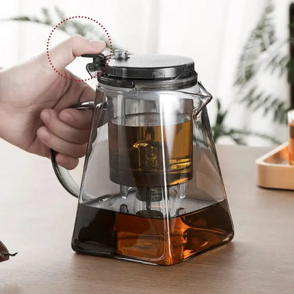 Glass Teapot with Press Tea Strainer | Heat-Resistant & Elegant Design-2