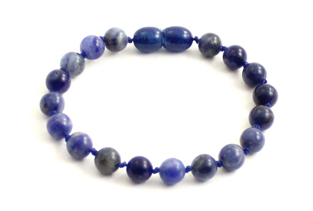 Sodalite Gemstone Knotted Blue Anklet Bracelet-0