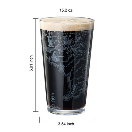 LOTR Middle Earth Map Beer Glass - 15 OZ Middle-Earth Fantasy Glassware Inspired by Lord of The Rings - Unique Novelty Pint Glass Lovers & Fantasy Fans - Durable Housewarming Christmas Gift, Home, Bar-2