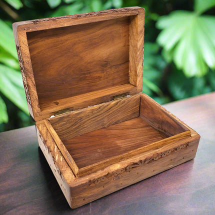 Roots & Reverence: Hand-Carved Tree of Life Wooden Keepsake Box (5" x 7")-2