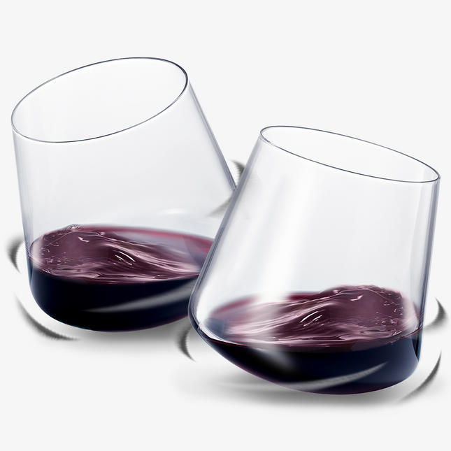 Rolling Un-Spillable Stemless Spinning Aerating Wine Glasses | Set of 2 | Spill-Proof Aerating Wine Glass, No Stem Tilted Glassware for Whiskey, Champagne, Cocktail, Water, Gift For Her, Him 13.5OZ-0