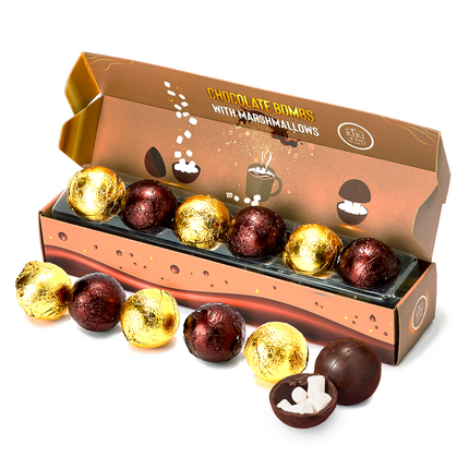 Hot Chocolate Bombs - Set of 6 - Delicious Cocoa Bombs Filled with Marshmallows - 2 Flavors Caramel & Fudge Brownie Candy - Classic Milk Chocolates Cocoa Bomb Gift Set - Delicious Gifts-0