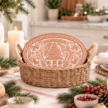 Bread Warmer & Basket - Christmas Oval-1