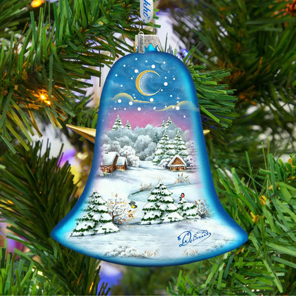 Winter Village Bell Glass Ornament by G. DeBrekht - Christmas Decor - 73141-2