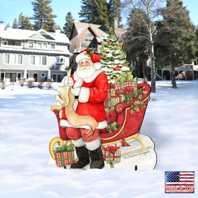 Christmas Wish List Outdoor Yard Sign by Susan Winget - Christmas Santa Snowman Decor - 8471101F-SW-0