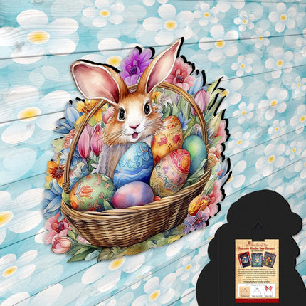 Bunny in a Basket Holiday Door Decor by G. Debrekht - Easter Spring Decor - 8652764H-3