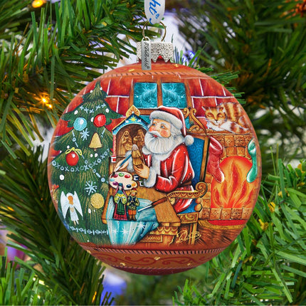 Nativity Workshop Ball Glass Ornament by G. DeBrekht - Christmas Santa Snowman Decor - 73614-2