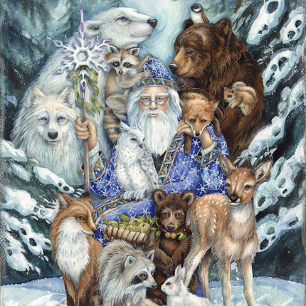 Gather in Peace Father Winter Animals Wooden Wall Art by J. Bergsma - Nature Wildlife Decor - 85922968B-JB-1