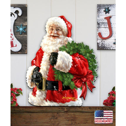 Santa Holiday Door Wreath by D. Gelsinger - Christmas Santa Snowman Decor - 8461015H-1513-2