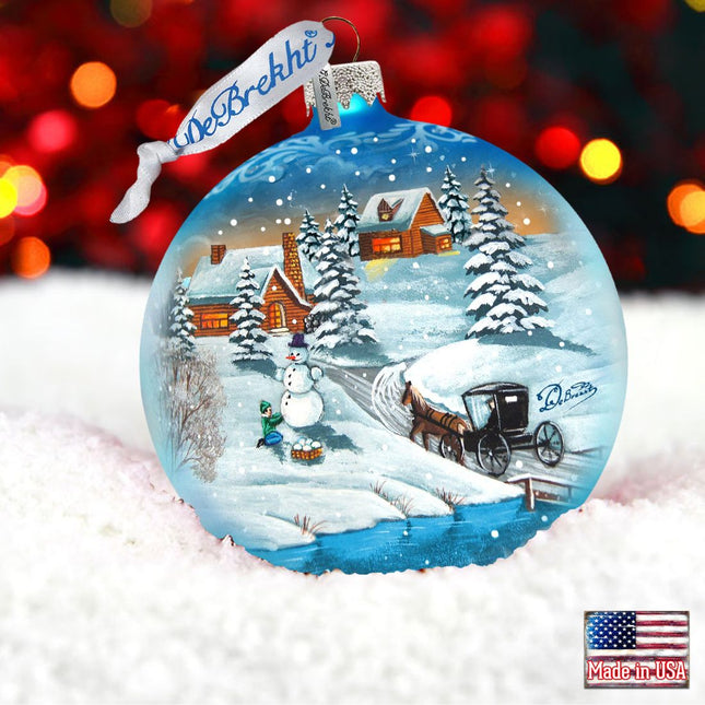Vintage Winter Village Glass Ornament by G. DeBrekht - Christmas Decor - 73368-0