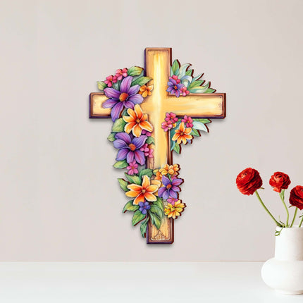 Garden Serenity Wooden Cross by G. Debrekht - Easter Spring Decor - 88168-4