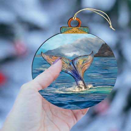 Iridescent Humpback's Tail Wooden Ornaments by G.Debrekht - Wildlife Holiday Decor - 870043-4