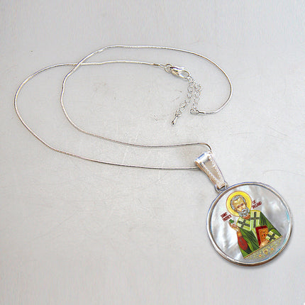 Pearl Saint Patrick Silver Plated Mother of Pearl Necklace Jewelry - 43060-3