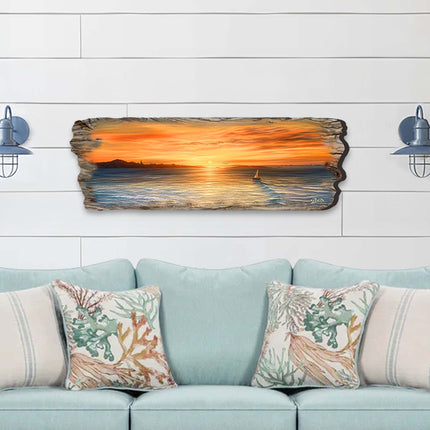 Ocean Sunset Wooden Wall Art by G. DeBrekht Coastal Decor - 8491106W-1