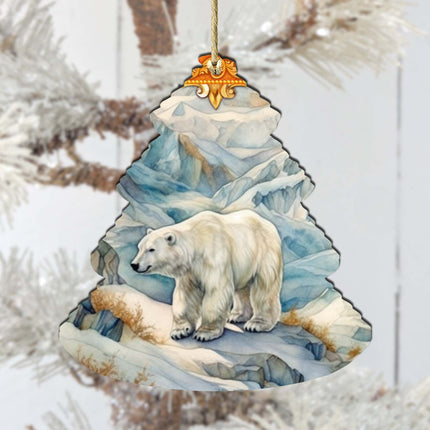 Arctic Glacier Polar Bear Tree Wooden Ornaments by G.Debrekht - Wildlife Holiday Decor - 870011-2