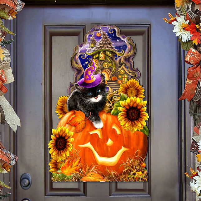 Halloween Kitten Door Decor by D. Gelsinger - Thanksgiving Halloween Decor - 8461066H-DG-0