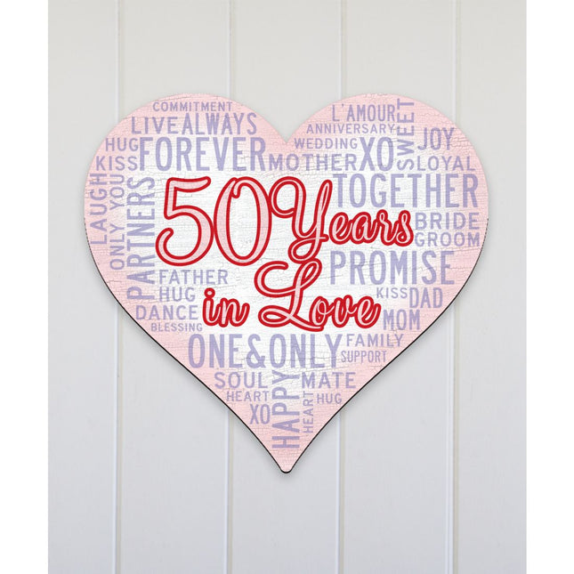 Golden Anniversary Heart "Years in Love" Holiday Door Decor by G. DeBrekht - Love Family Kids Decor - 8198736-3H-0