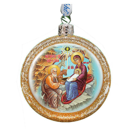 Orthodox Nativity Glass Ornament by G. DeBrekht - Nativity Holiday Decor - 73752G-2