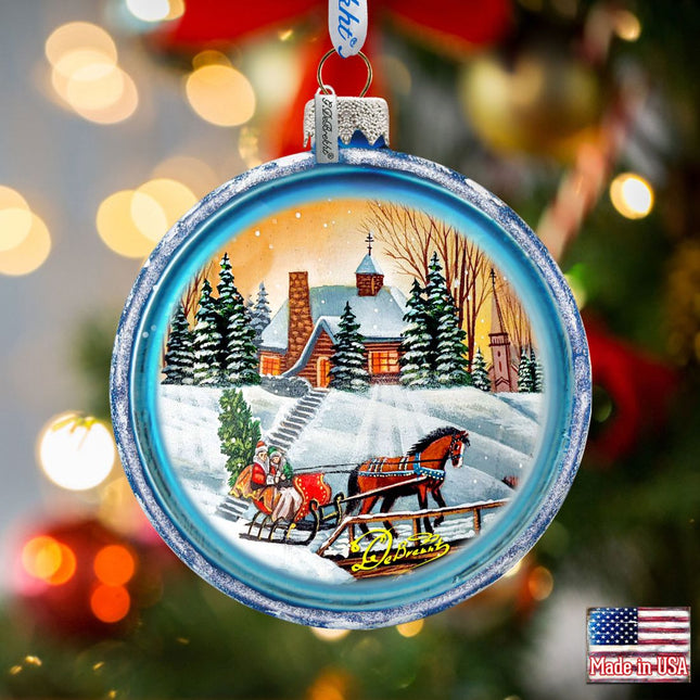 Winter Sledding Glass Ornament by G. DeBrekht - Christmas Decor - 764-152-0