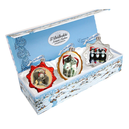 Kitty Cats Mercury Glass Ornaments by G. DeBrekht - Christmas Decor by Laura Seeley - 770143S3-LS-4
