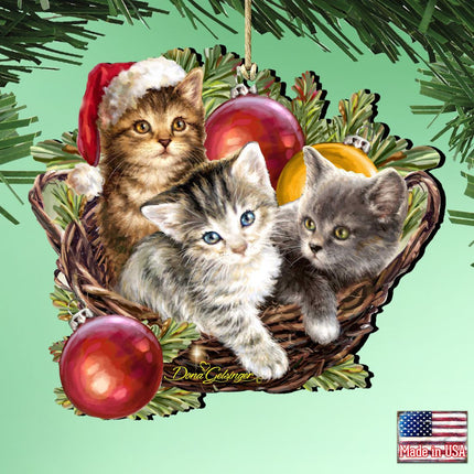 Christmas Kittens Wooden Ornaments by Gelsinger - Christmas Decor - 8161027-1-1607-1