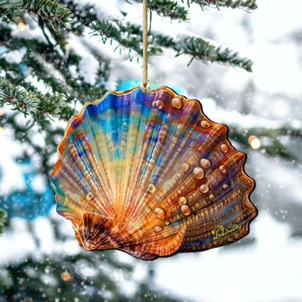 Coastal Christmas Decor - Rainbow Shell Wooden Ornaments by G.Debrekht Coastal Holiday Decor - 8688196-1